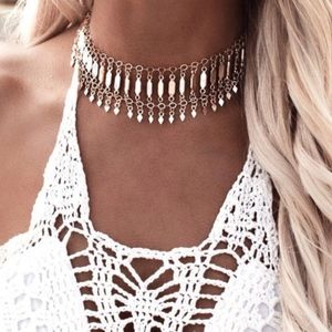 Boho Gold Chocker Necklace Adjustable